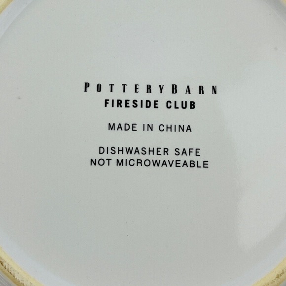 Pottery Barn Rover Fireside Club Salad Plate Lot of 2 Dog Multicolor Stripe Trim - Picture 4 of 5